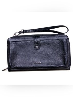 The Sak Black Leather Wristlet Clutch